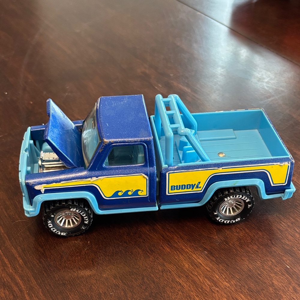 Vintage Buddy L Blue & Yellow Toy Pickup Truck